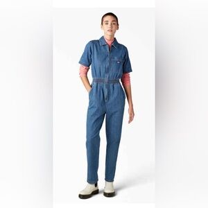 Dickies Houston Regular Fit Denim jeans‎ smocked Coveralls jumpsuit size XS new
